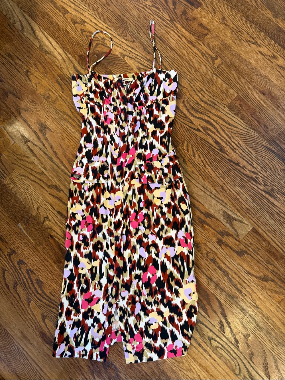 Roberto Cavalli Floral-Animal Print Midi Dress - Pink, Yellow, Black size euro40